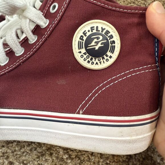 PF Flyers Center Hi Shoes Mens 9 Womens 10.5 Burgundy Canvas High Top Classic - Picture 8 of 13